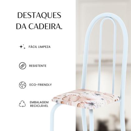Imagem de Kit 6 Cadeiras Tubular 96x36x41 Cm Iris B Botanic Bege / Branco