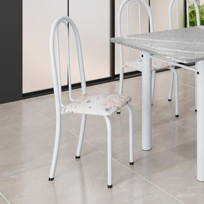 Imagem de Kit 6 Cadeiras Tubular 96x36x41 Cm Iris B Botanic Bege / Branco