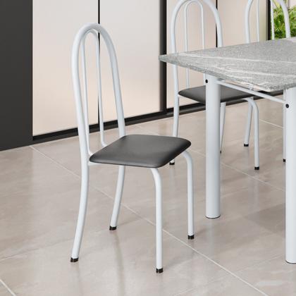 Imagem de Kit 6 Cadeiras Tubular 96x36x41 Cm Iris B Preto Liso / Branco