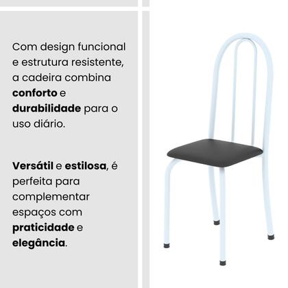Imagem de Kit 6 Cadeiras Tubular 96x36x41 Cm Iris B Preto Liso / Branco