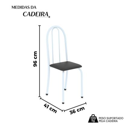 Imagem de Kit 6 Cadeiras Tubular 96x36x41 Cm Iris B Preto Liso / Branco
