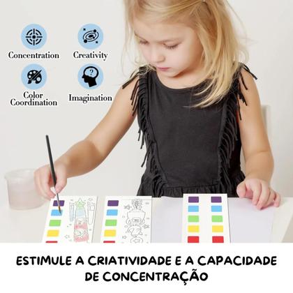 Imagem de Kit 6 Cadernos Pintura Infantil Bob Guds com Tinta Guache Pincel Diversão e Criatividade em Cada Página