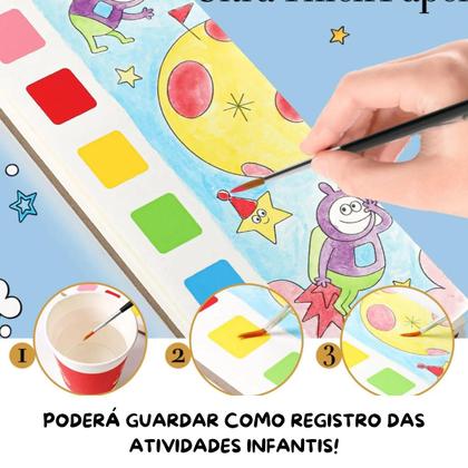 Imagem de Kit 6 Cadernos Pintura Infantil Bob Guds com Tinta Guache Pincel Diversão e Criatividade em Cada Página