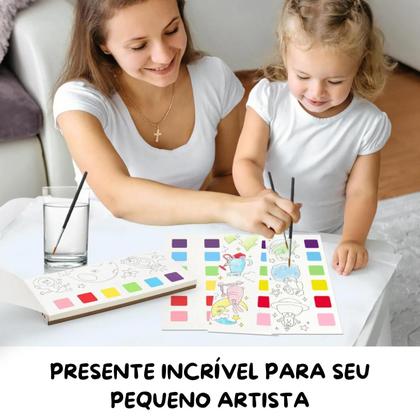 Imagem de Kit 6 Cadernos Pintura Infantil Bob Guds com Tinta Guache Pincel Diversão e Criatividade em Cada Página