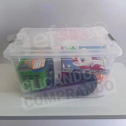 Imagem de Kit 6 Caixa Com Trava - 27L - TRANSPARENTE - 1481 - PLASVALE
