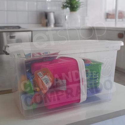 Imagem de Kit 6 Caixa Com Trava - 27L - TRANSPARENTE - 1481 - PLASVALE