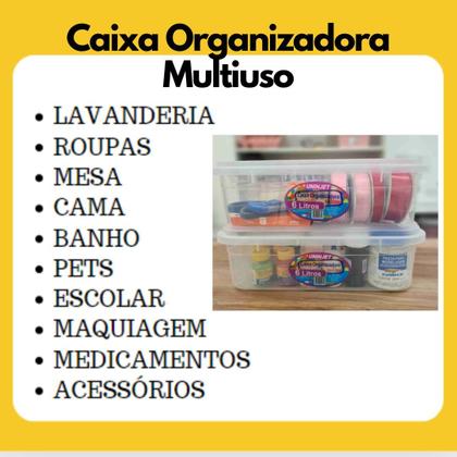Imagem de Kit 6 Caixa Organizadora 10 Litros Plástica Transparente Livre BPA