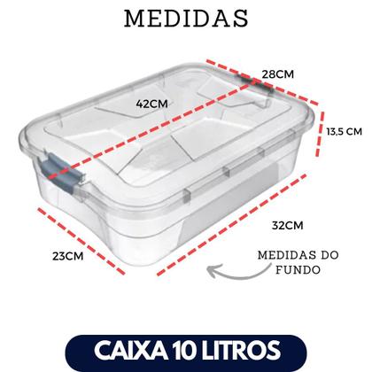 Imagem de Kit 6 Caixa Organizadora 10 Litros Plástica Transparente Livre BPA