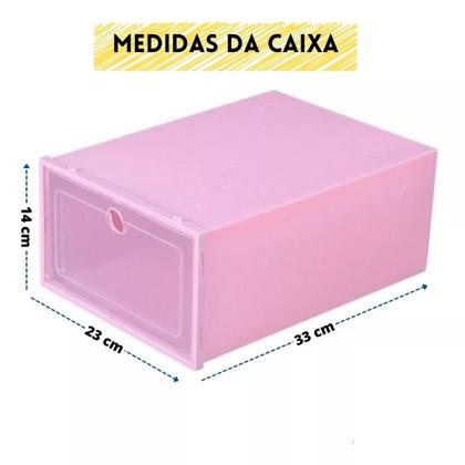 Imagem de Kit 6 caixa sapateira empilhavel organizador dobravel guarda roupa sapatos tenis box quarto closet lavanderia