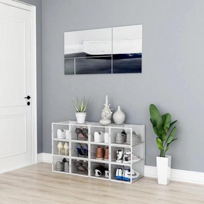 Imagem de Kit 6 caixa sapateira empilhavel organizador dobravel guarda roupa sapatos tenis box quarto closet lavanderia