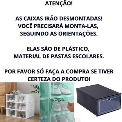 Imagem de Kit 6 Caixas Organizadora Para Guardar Sapato Sandália Chinelo Empilhável Sapateira Gaveta