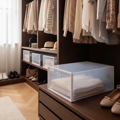 Imagem de Kit 6 Caixas Organizadora Para Guardar Sapato Sandália Chinelo Empilhável Sapateira Gaveta