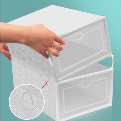 Imagem de Kit 6 Caixas Organizadora Para Guardar Sapato Sandália Chinelo Empilhável Sapateira Gaveta