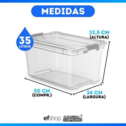 Imagem de Kit 6 Caixas Organizadoras 35 Litros Multiuso Tampa E Trava