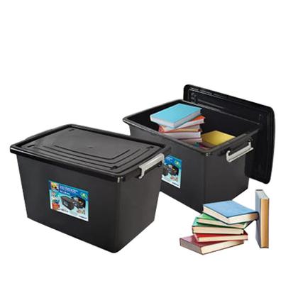 Kit 6 Caixas Organizadoras 56 Litros C/ Tampa e Trava Preta 25793PM Arqplast Imagem de Kit 6 Caixas Organizadoras 56 Litros C/ Tampa e Trava Preta 25793PM Arqplast
