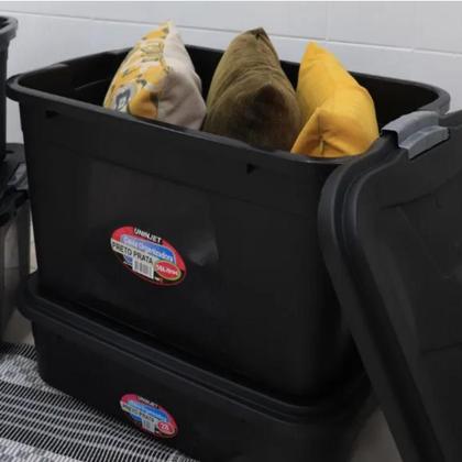 Imagem de Kit 6 Caixas Organizadoras 56 Litros Com Trava Preta Uninjet
