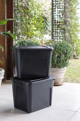 Imagem de Kit 6 Caixas Organizadoras Ecobox 80L Preta Resistente Garden life