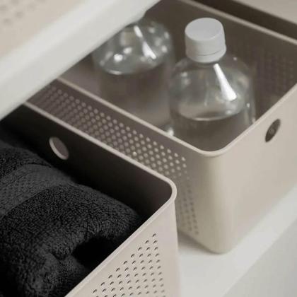 Imagem de Kit 6 Caixas Organizadoras Multiuso 4,5L Flow Bege Cesto Retangular Closet Banheiro Lavanderia