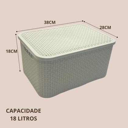 Imagem de Kit 6 Caixas Organizadoras Multiuso Rattan 18 Lts Com Tampa