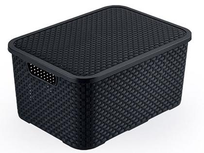 Imagem de Kit 6 Caixas Organizadoras Rattan 7L Arqplast Preta com Tampa Plástico Multiuso