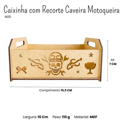 Imagem de Kit 6 Caixinhas em MDF Cru com Recorte Caveira Motoqueira  M25