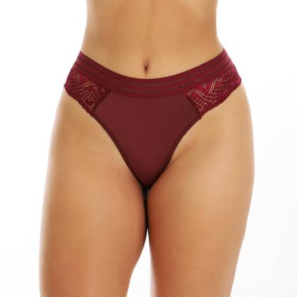Imagem de Kit 6 Calcinha Fio Dental Fio Duplo Lingerie Com Renda e Elástico na Cintura Tanga Sugestiva 1082