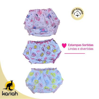 Imagem de Kit 6 Calcinhas Bebê Tapa Fralda Sortidas Graça Menina 1091