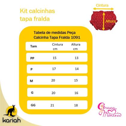 Imagem de Kit 6 Calcinhas Bebê Tapa Fralda Sortidas Graça Menina 1091