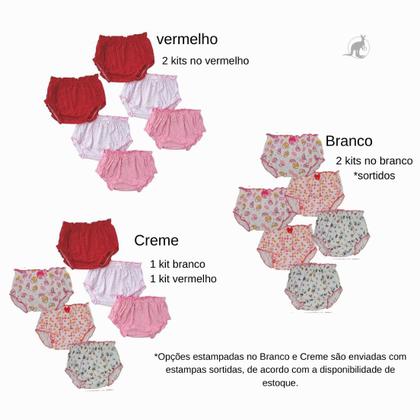 Imagem de Kit 6 Calcinhas Bebê Tapa Fralda Sortidas Graça Menina 1091