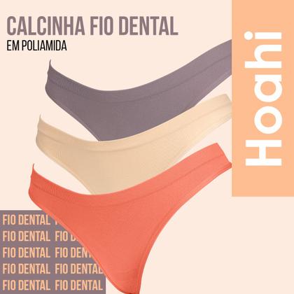 Imagem de Kit 6 Calcinhas Fio Dental Poliamida Calcinha Sem Costura Forro de Algodão Confortável