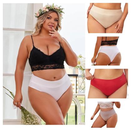 Imagem de Kit 6 Calcinhas sem costura Cós Alto Corte a Laser Não Marca Cós Duplo Compressão Cintura Alta