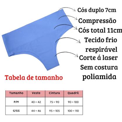Imagem de Kit 6 Calcinhas sem costura Cós Alto Corte a Laser Não Marca Cós Duplo Compressão Cintura Alta
