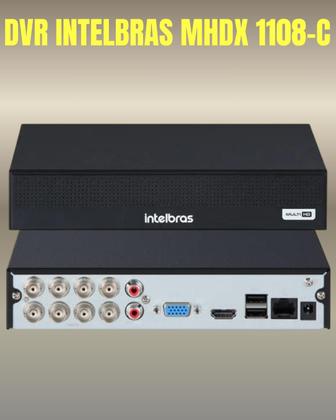 Imagem de Kit 6 Câmeras Intelbras Vhd 1220 B Full Color Dvr Intelbras Mhdx 1108c colorido dia e noite