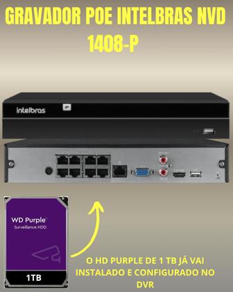 Imagem de Kit 6 câmeras IP Vipc 1230B Intelbras NVD 1408P HD 1TB Purple