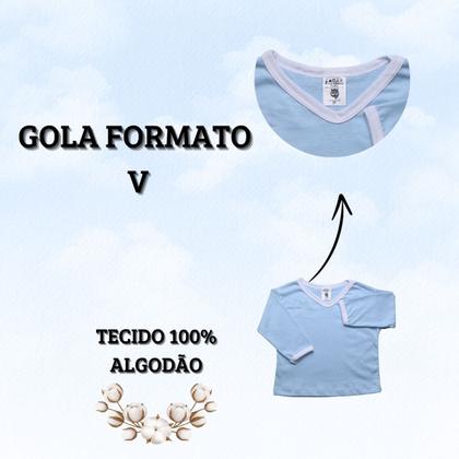 Imagem de Kit 6 Camisetas Bebe Manga Longa com Mijao Cores Sortidas
