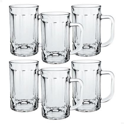 Imagem de Kit 6 Caneca Chopp Chops Chope Cerveja Vidro Forte Grosso Resistente Bar Restaurante Buteco 430ml
