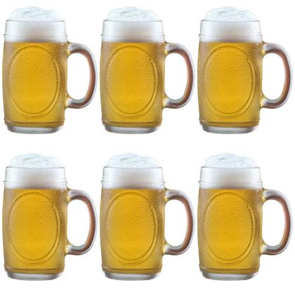 Imagem de Kit 6 Caneca Chopp De Vidro 350ml Bar Restaurante Cerveja Design Elegante Versátil Prático