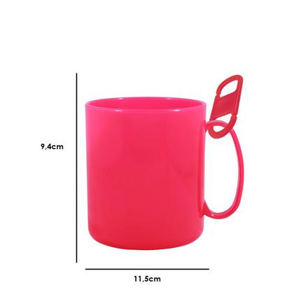 Imagem de Kit 6 Caneca Redonda Clipe Rosa Neon 400Ml Plástico