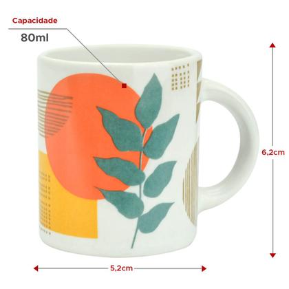 Imagem de Kit 6 Canecas Cerâmica Chá Café Coffee Time 80ml