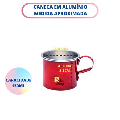 Imagem de Kit 6 Canecas Coloridas Xícaras Retrô Em Alumínio Café Chá
