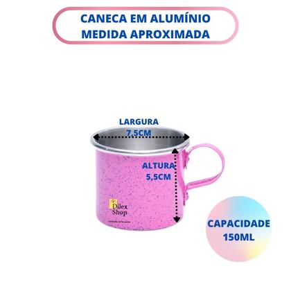 Imagem de Kit 6 Canecas Coloridas Xícaras Retrô Em Alumínio Café Chá