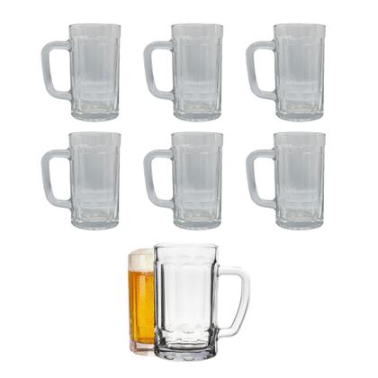 Imagem de Kit 6 Canecas De Chopp Cerveja Vidro 300ml Bar Restaurante