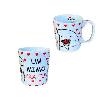 Imagem de Kit 6 Canecas Porcelana Branca Decoradas Namorados 280 ml
