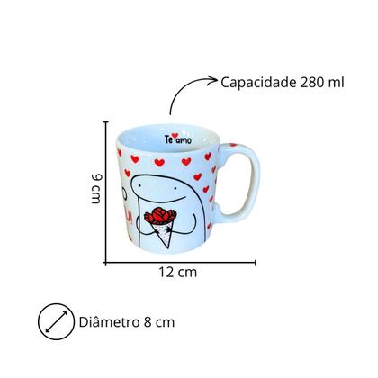 Imagem de Kit 6 Canecas Porcelana Branca Decoradas Namorados 280 ml