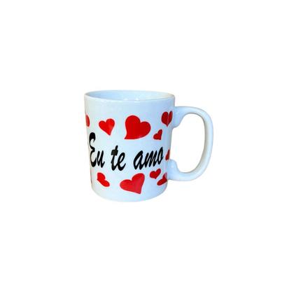Kit 6 Canecas Porcelana Branca Decoradas Namorados 280 ml - Porcelana AMA Imagem de Kit 6 Canecas Porcelana Branca Decoradas Namorados 280 ml