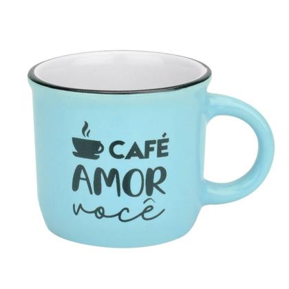 Kit 6 Canecas Porcelana Vintage Retrô Frases 80ml - Livon Imagem de Kit 6 Canecas Porcelana Vintage Retrô Frases 80ml