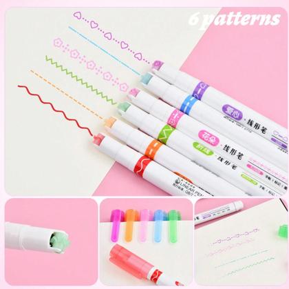Imagem de Kit 6 Caneta Roller Stamp Colorida Carimba Fofo Desenho
