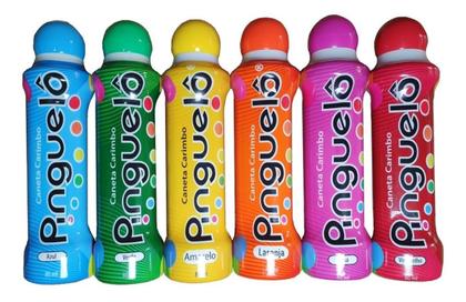 Kit 6 Canetas Carimbo Pinguelô Com 80ml + 6 Pinguelos Baby Imagem de Kit 6 Canetas Carimbo Pinguelô Com 80ml + 6 Pinguelos Baby