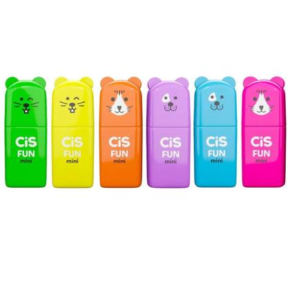 Imagem de Kit 6 Canetas Marca Texto Cis Fun Mini Tons PastelNeon