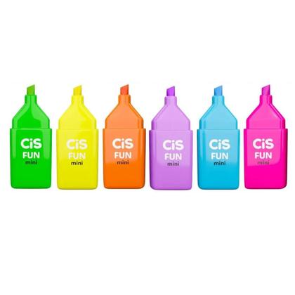 Imagem de Kit 6 Canetas Marca Texto Cis Fun Mini Tons PastelNeon